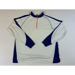 FootJoy Men's XL White Blue 1/4 Zip Golf Pullover Long Sleeve Performance Shirt‎